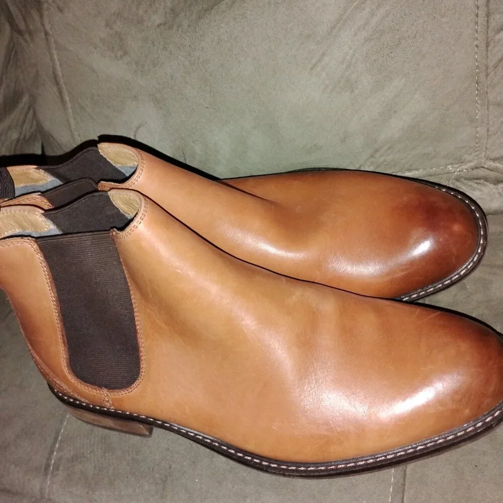 Vionic Men Leather Brown Chelsea Bowery Kingsley  Round Toe New Boots Size:12...